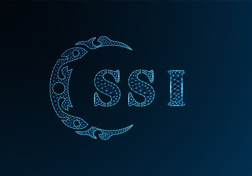 Low poly letter logo SSI design. SSI letter logo low poly vector design on blue color gradient background. SSI logo low poly design