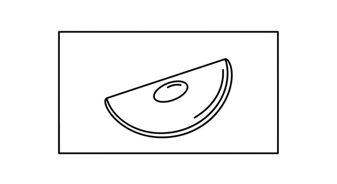 Simple Line Drawing of a Slice of Avocado with Pit