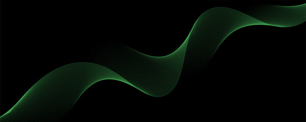 abstract green line in the black background for wallpaper © Yanto