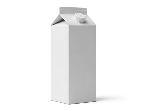 A cardboard carton of milk standing upright on a white background.