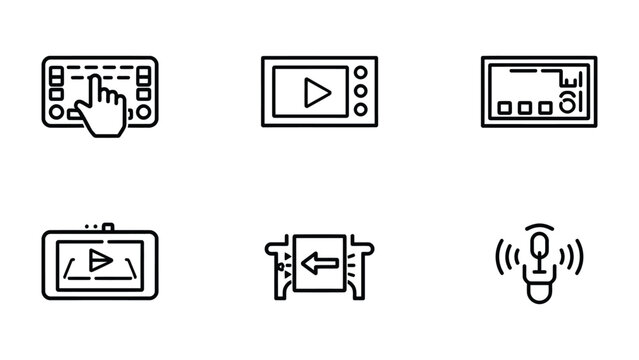 Innovative Digital Device Interface: Collection of modern, clean digital device interface icons, showcasing intuitive design and user-friendly functionalities. 