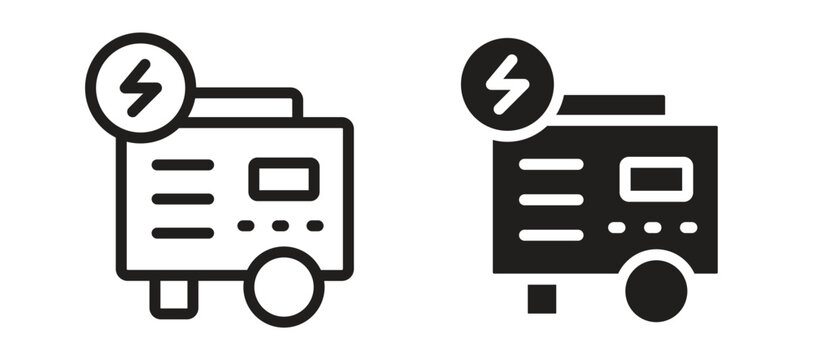 Electric generator icon symbol, black style vector icons pack