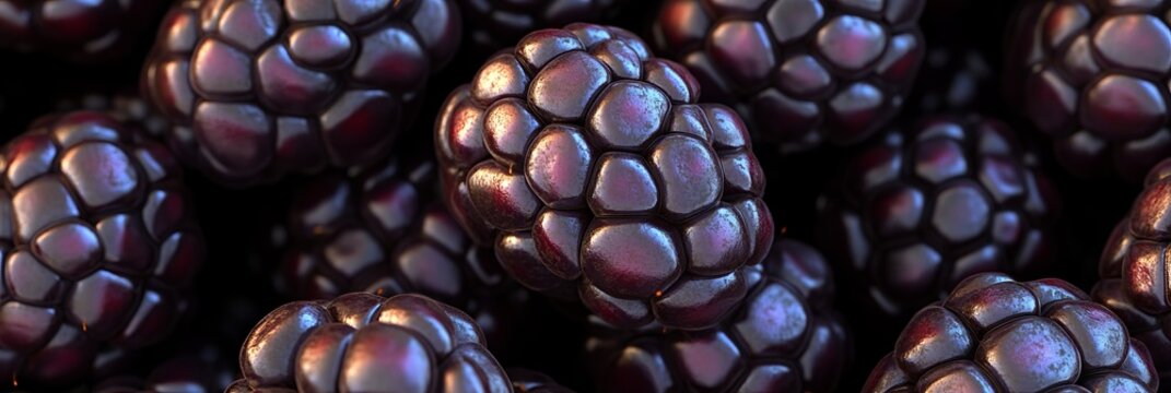 Stunning Close-Up of Ripe Boysenberry Clusters in Vivid Maroon and Black Colors on Studio Background