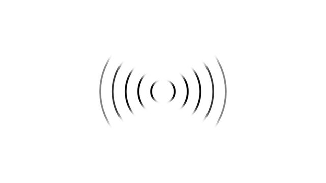 light wave radio diffusion. black background. Digital radio waves animation.radio waves seamless animation background video footage sound wave signal, radar, and artificial intelligent audio wave.4k