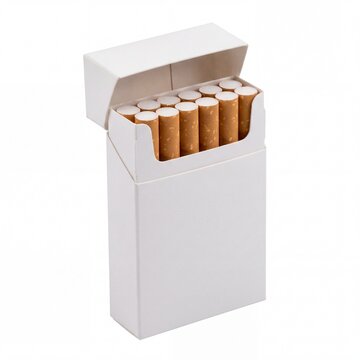 Open blank white cigarette box mockup isolated on white background.
