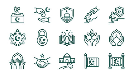 Fototapeta premium Islamic symbols and icons collection.