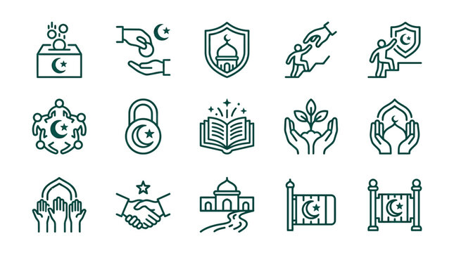 Islamic symbols and icons collection.