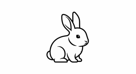 Obraz premium A simple black and white line drawing of a cute rabbit