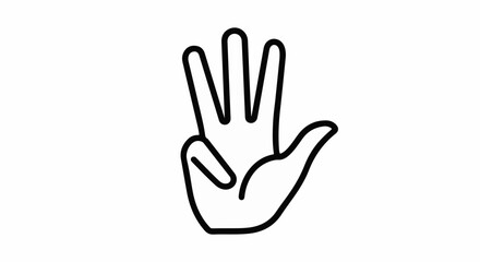 Obraz premium Black line drawing of a hand with three fingers extended