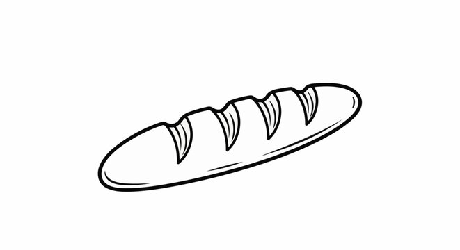 A simple black and white sketch of a long loaf of bread