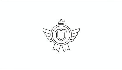 Fototapeta premium Award Badge Icon with Wings, Crown, and Ribbon - Vector Graphic
