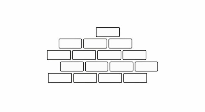A minimalist, simple graphic illustration of a brick wall pattern