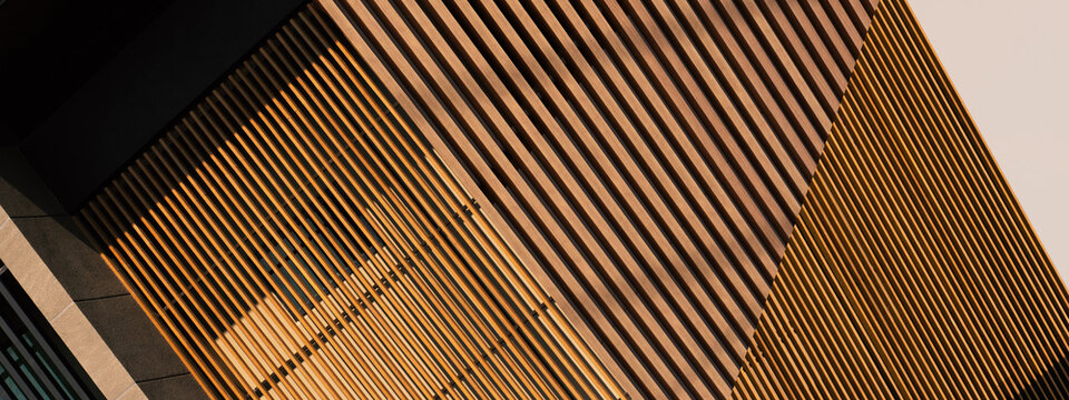 modern gray cement and wood panel in detail of architecture banner background