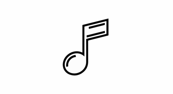 Simple black musical note symbol on a white background