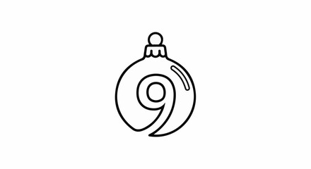 Fototapeta premium Stylized black outline of a round Christmas ornament with a swirling shape inside