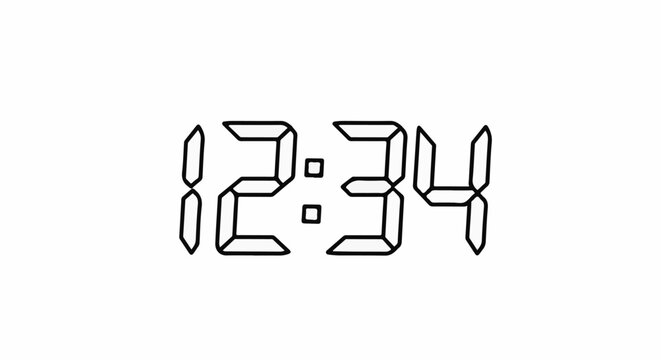 Digital display of the time 1234 in segment font