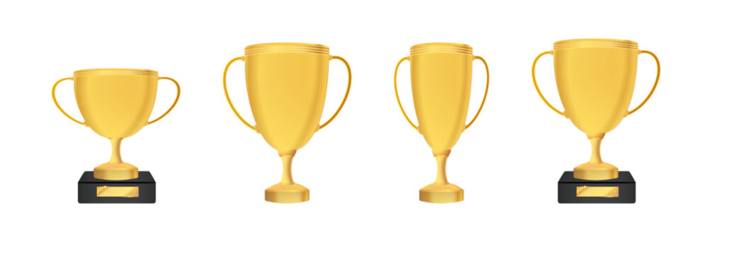 Winner cup isolated. Golden trophy on a transparent background. Vector illustration.