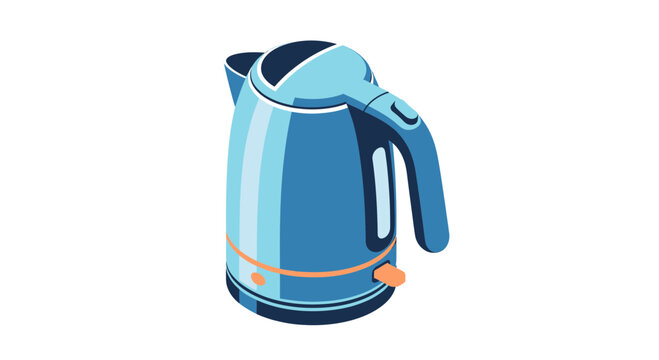Modern Blue Electric Kettle Illustration Isolated on White Background for Kitchen Appliance Design