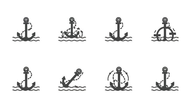 Navigational Anchors: a collection of anchor illustration that represent the ship stability, each detail meticulously crafted. A perfect symbol of steadfastness and maritime exploration.