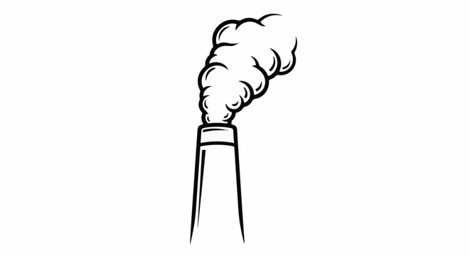 Stylized illustration of a factory chimney emitting a plume of smoke