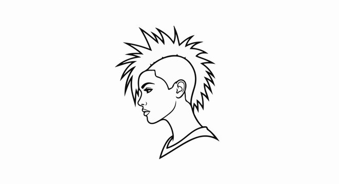 Profile sketch of a person with a distinctive spiky mohawk hairstyle