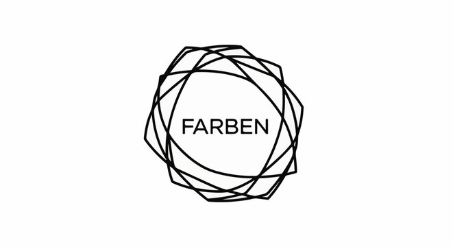 Abstract geometric design with the word "FARBEN" in the center