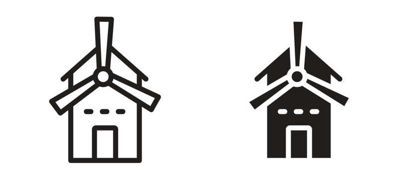 Mill icon symbol, black style vector icons pack