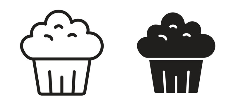 Muffin icon symbol, black style vector icons pack