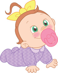 Fototapeta premium baby girl cartoon style illustration