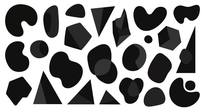 Set of Abstract Black Geometric and Organic Shapes Collection