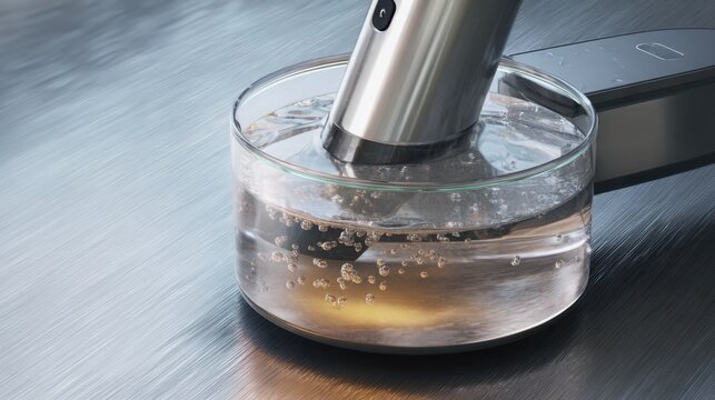 sous vide cooking sealed food in water bath temperature device minimal modern cooking technique realistic detail
