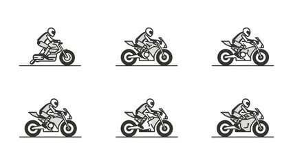 Motorcycle Racing Sequence Illustration: A dynamic illustration captures the essence of motorcycle racing, showcasing a sequence of movements that tell a thrilling story of speed and precision. © Mohammad
