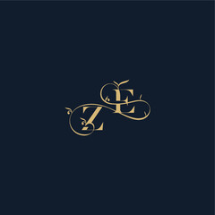 Naklejka premium ZE letter elegant leaf line concept organic and luxury style design wedding initial monogram