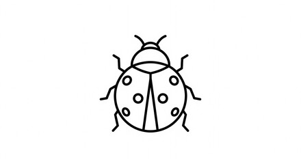 Naklejka premium Simple Line Art Icon of a Ladybug Insect.