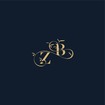 ZB letter elegant leaf line concept organic and luxury style design wedding initial monogram