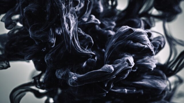 squid ink swirling in water, abstract black fluid motion, cinematic underwater lighting, high contrast macro style