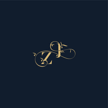 ZJ letter elegant leaf line concept organic and luxury style design wedding initial monogram