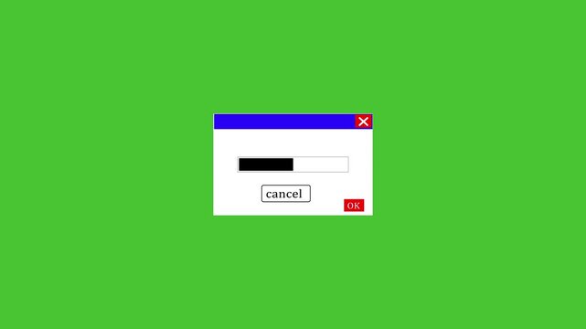 Computer dialog box with input field and cancel and OK buttons on green background text box