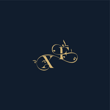 XF letter elegant leaf line concept organic and luxury style design wedding initial monogram