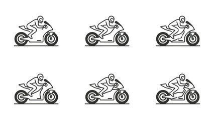 Motorcycle Race Illustration: A captivating monochrome illustration series showcases a motorcycle race. Each figure embodies the rush of speed, adrenaline and determination. © Mohammad