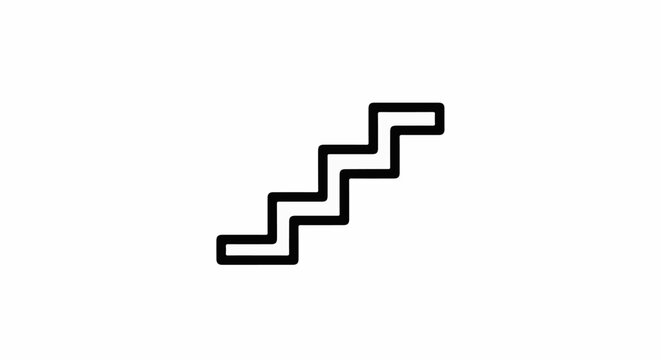 Simple black outline of stairs ascending to the right on white