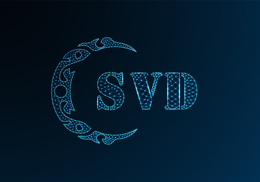 Low poly letter logo SVD design. SVD letter logo low poly vector design on blue color gradient background. SVD logo low poly design