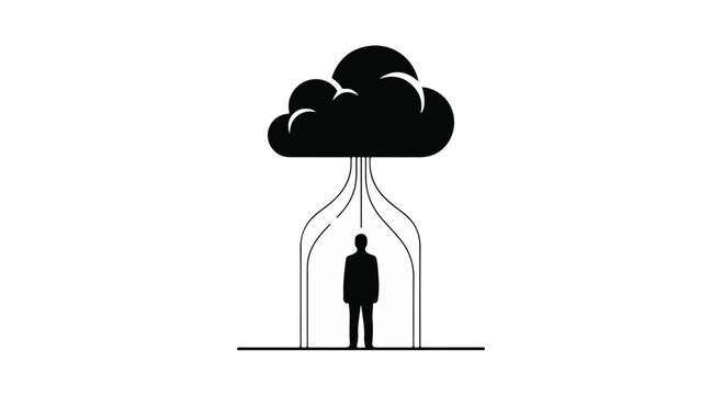 businessman under creative thinking cloud concept