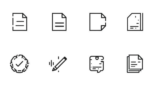 Document Icons: A collection of simple and clean document-related icons, suitable for various design applications, highlighting clarity and usability.