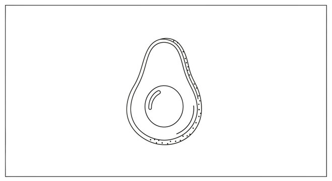 Minimalist Avocado Half Icon Vector Illustration, Healthy Food Symbol