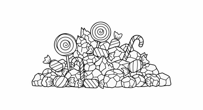 Pile of assorted candies and lollipops