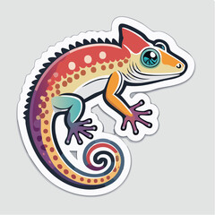 Fototapeta premium Colorful Cartoon Gecko Sticker