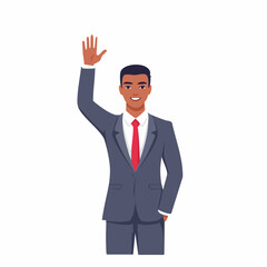 Obraz premium Man in Suit Waving Hello