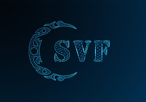 Low poly letter logo SVF design. SVF letter logo low poly vector design on blue color gradient background. SVF logo low poly design