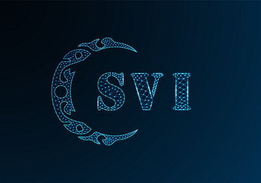Low poly letter logo SVI design. SVI letter logo low poly vector design on blue color gradient background. SVI logo low poly design